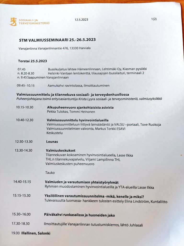 Kaksi päivää mielenkiintoisen teeman ympärillä. #varautuminen on tärkeä teema hyvinvointialueella johon kannattaa ja pitää panostaa. Kun varautuminen on kunnossa on viranomaisen helpompi toimia. #valmiussuunnitelma #viranomainen #yhteistyö