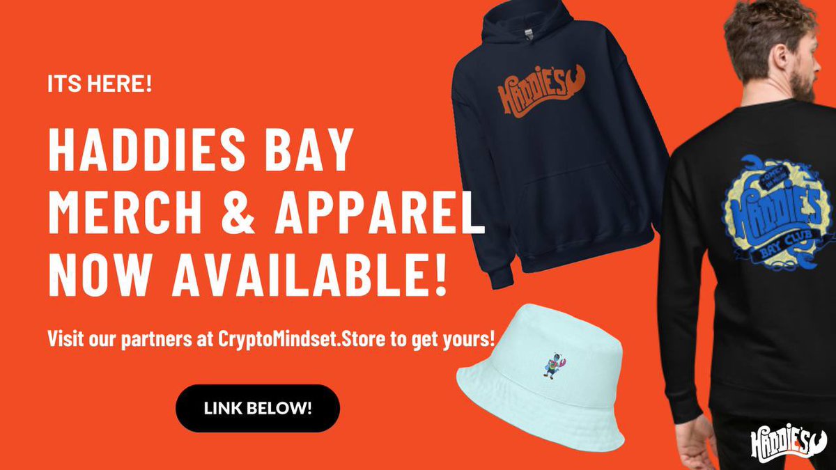 🦞 Haddies look good in your wallet, but even better on your clothes! Merch &amp; apparel now available through our partner <a href="/CryptoMindset/">Entrepreneur</a>! 

Visit their site to browse Haddies Bay Club items and much more!
➡️ cryptomindset.store/collections/ha…

#merch #nft #fashion #hbay