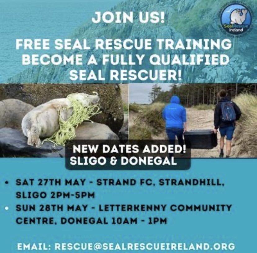 Repost from Seal Rescue Ireland 

DON'T MISS OUT! We still have a few spots left for our 🚨FREE Seal Rescue Training 🚨in Sligo & Donegal this weekend! Book Your Spot Below or Email rescue@sealrescueireland/ info@sealrescueireland! (No exp necessary)

lnkd.in/eyQ9Q2qx