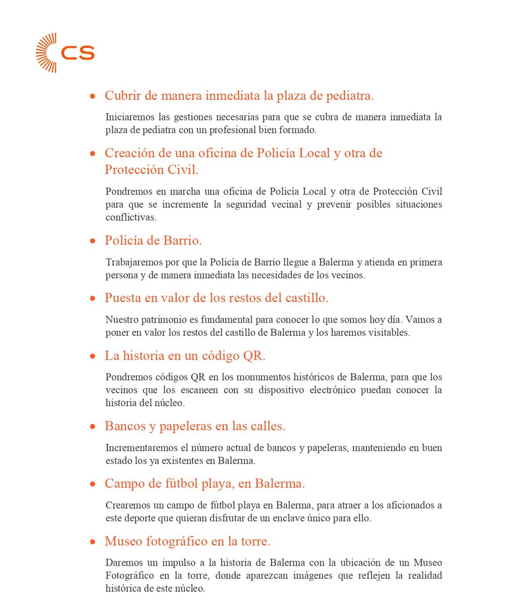 Más propuestas para #Balerma
🌞 Un mirador en La Rambla.
🐠 Un Museo del Mar.
💧 Reparación integral de pluviales.
🚦 Semáforos en las calles más conflictivas.
🏊‍♂️ Piscina pública al aire libre.
🏖️ Apertura de las playas de abril a octubre con aseos y totalmente accesibles.