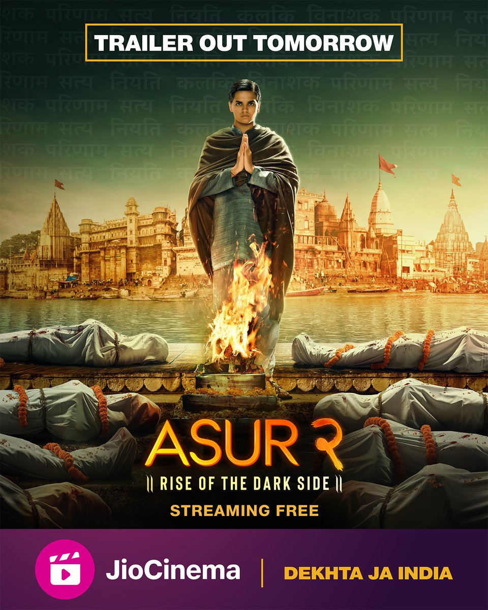 Darkness will take over every soul. #Asur2 trailer out tomorrow. #Asur2OnJioCinema streaming free, 1 June onwards. #Asur #JioCinema @ArshadWarsi @BarunSobtiSays @anupria_goenka @iRidhiDogra @MeiyangChang @ameywaghbola @pawanchopra1969 #GauravArora