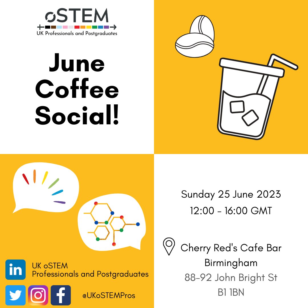 Our next social is happening in June!

Join us in the Map Room <a href="/ilovecherryreds/">Cherry Reds 🇪🇺🍒💙</a> on Sunday 25th June from 12:00

#oSTEMUK #oSTEM #LGBTQinSTEM