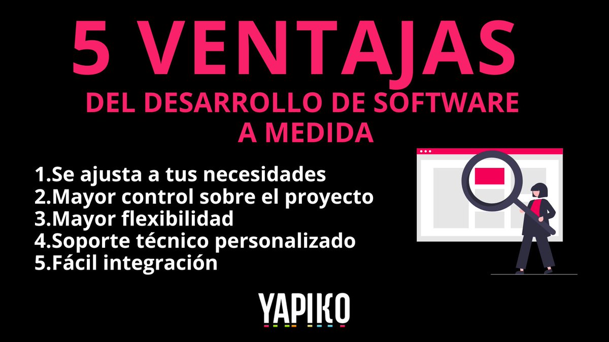 ¡Desde #Yapiko te mostramos 5 ventajas que tiene el desarrollo de software a medida! ✨💻 Si quieres más información de cómo el desarrollo a medida puede ayudar a tu empresa, consulta nuestra web🌐:yapiko.com/es/desarrollo-…
#DesarrolloDeSoftware #SoftwareAMedida