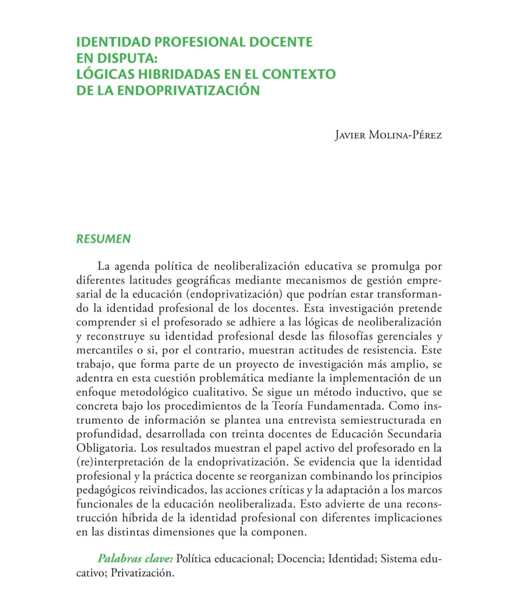 Javier Molina-Pérez (@javi_m_p) on Twitter photo He presentado en <a href="/2023Cilme/">Congreso CILME 2023</a> una propuesta que analiza las negociaciones que se producen entre docentes y políticas de gestión empresarial de la educación, que terminan reconstruyendo sus identidades profesionales bajo lógicas hibridadas. #CILME2023
ebooks.narceaediciones.es/reader/constru… He presentado en <a href="/2023Cilme/">Congreso CILME 2023</a> una propuesta que analiza las negociaciones que se producen entre docentes y políticas de gestión empresarial de la educación, que terminan reconstruyendo sus identidades profesionales bajo lógicas hibridadas. #CILME2023
ebooks.narceaediciones.es/reader/constru…
