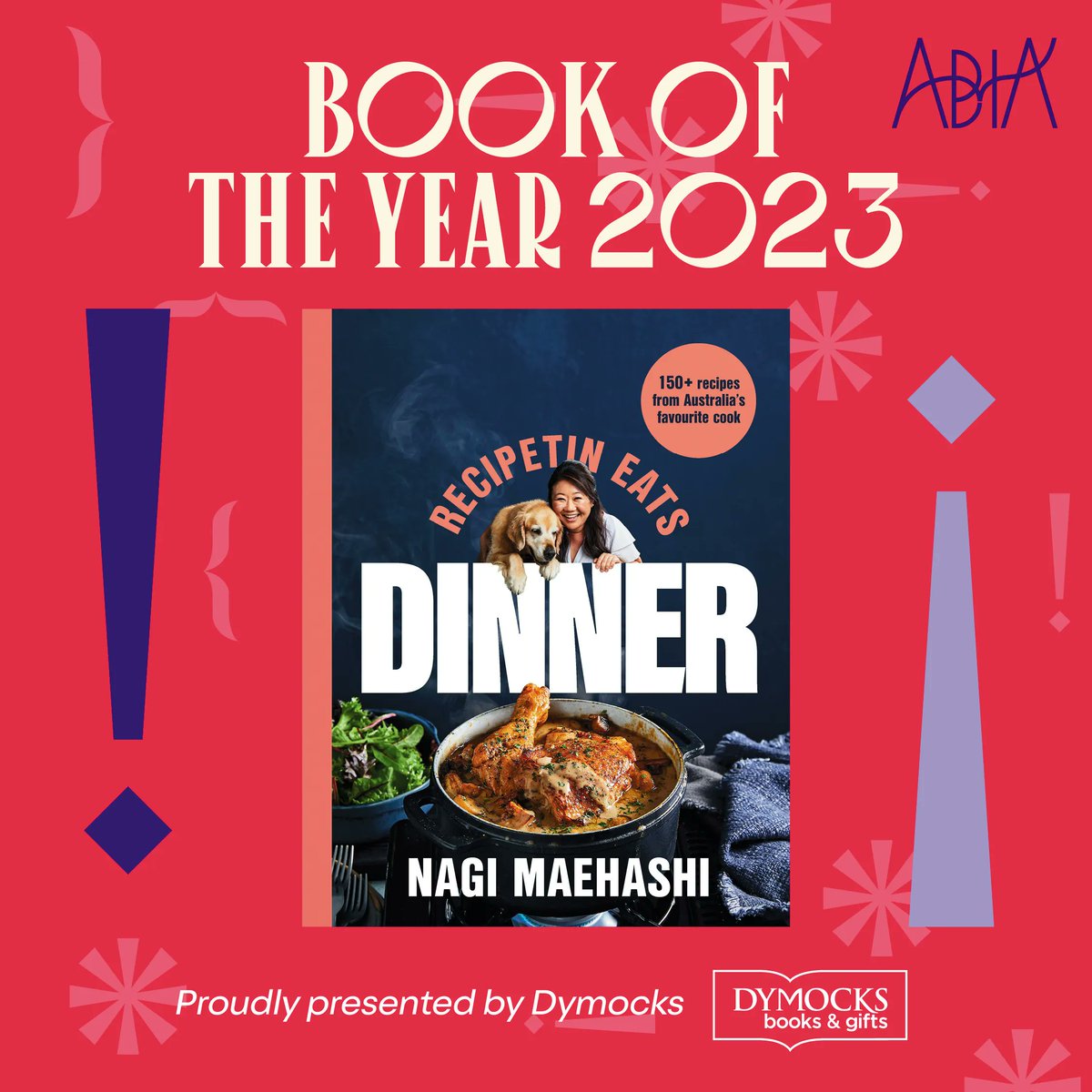 Proudly presented by @dymocksbooks, the winner of the #ABIA2023 Book of the Year is 'RecipeTin Eats: Dinner' by Nagi Maehashi @Recipe_Tin, published by @macmillanaus!