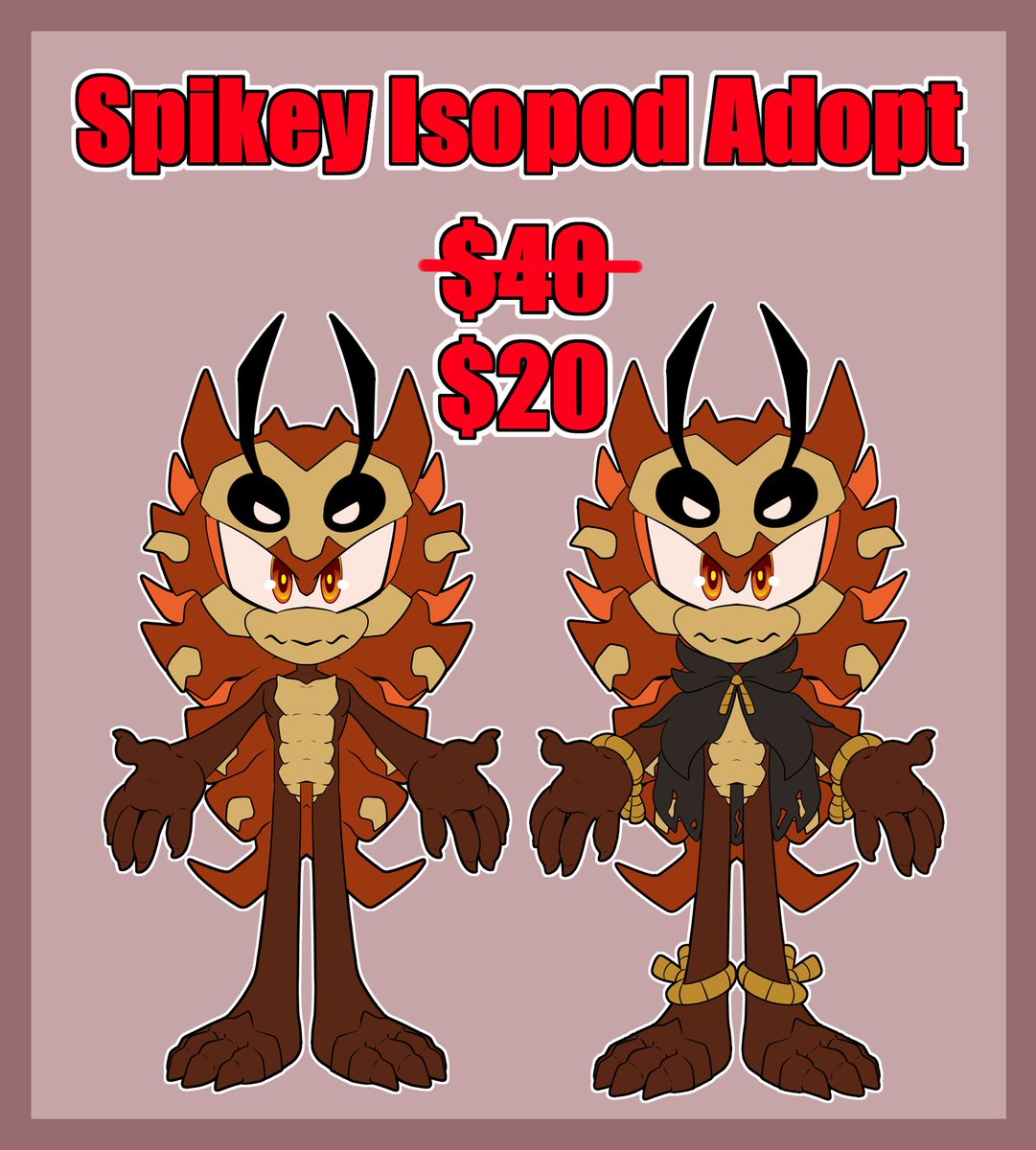 Isopod adopts have been lowered in price one last time! Retweets appreciated!