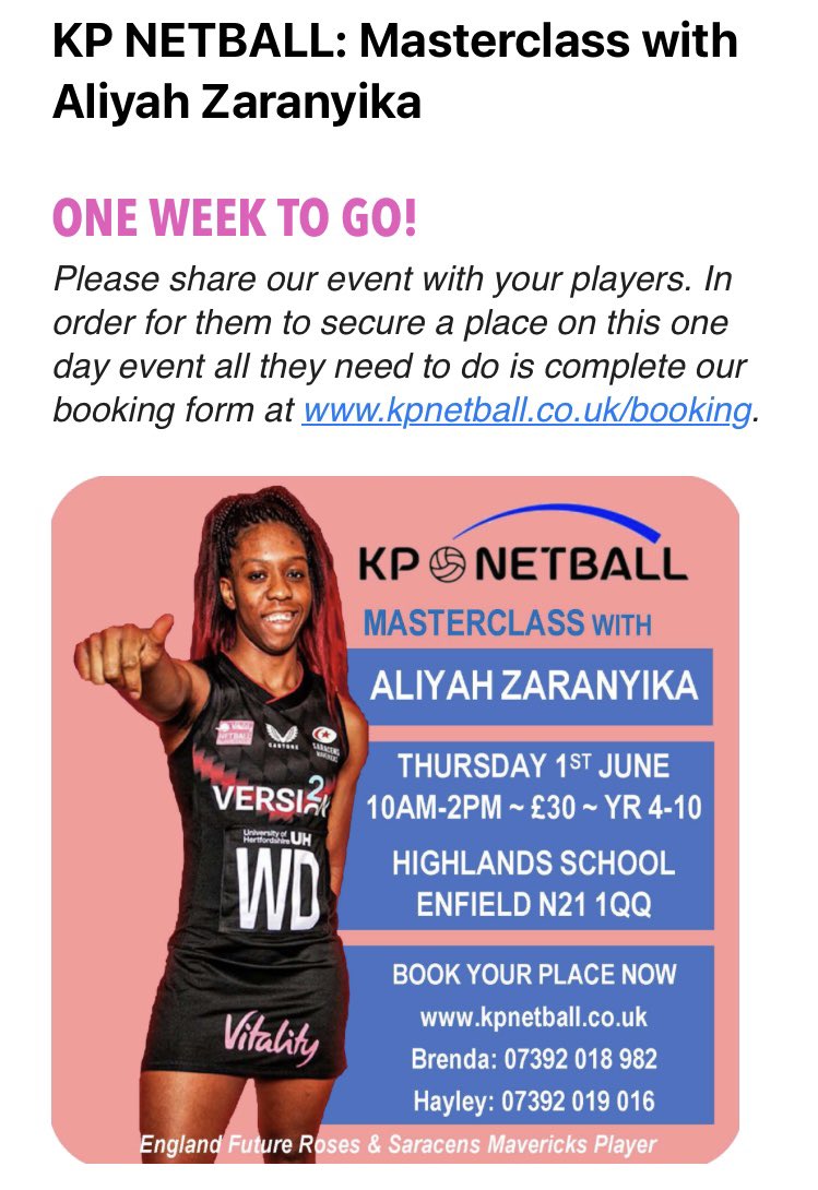 Something exciting to share with your netballers from Y4 to Y10 🙌