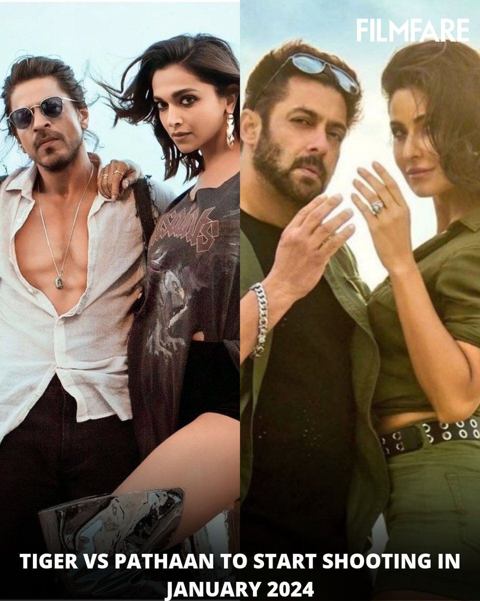 As per reports, #DeepikaPadukone and #KatrinaKaif will start filming for #TigerVsPathaan with #ShahRukhKhan and #SalmanKhan in January 2024.✨