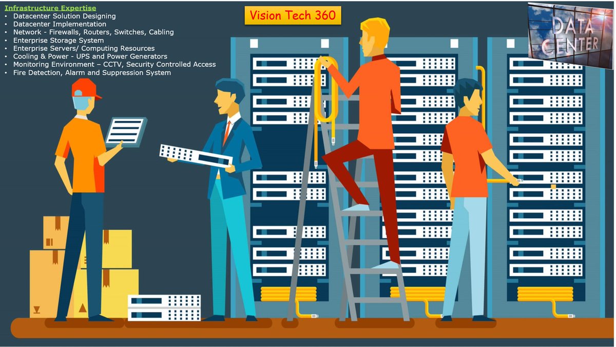 Vision Tech 360 offers our #specialized #topquality #datacenter #services with #StateOfTheArtFacility #solutions, that are designed to grow as your #business needs grow...

#VT360 #cybersecurity #infrastructure #firewalls #serversolutions #storagesolutions #erp #ai #BigData  #BCP