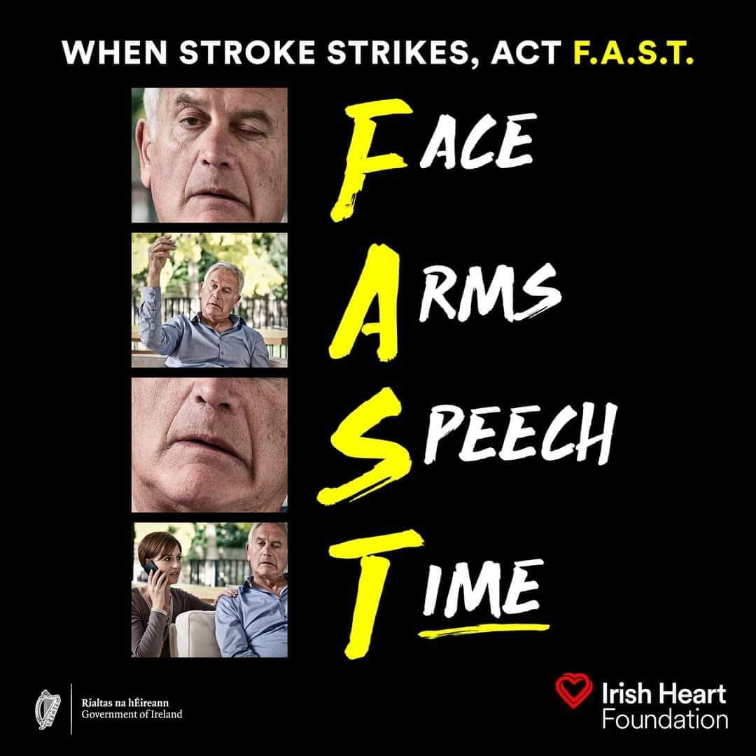 'Time is brain' is a common phrase used in case of #stroke. It simply means that the more time passes before a stroke patient receives treatment, the worse the repercussions will be. 

Remember, every minute matters!

 #actFAST call 112 or 999 if you see any one  of these signs!