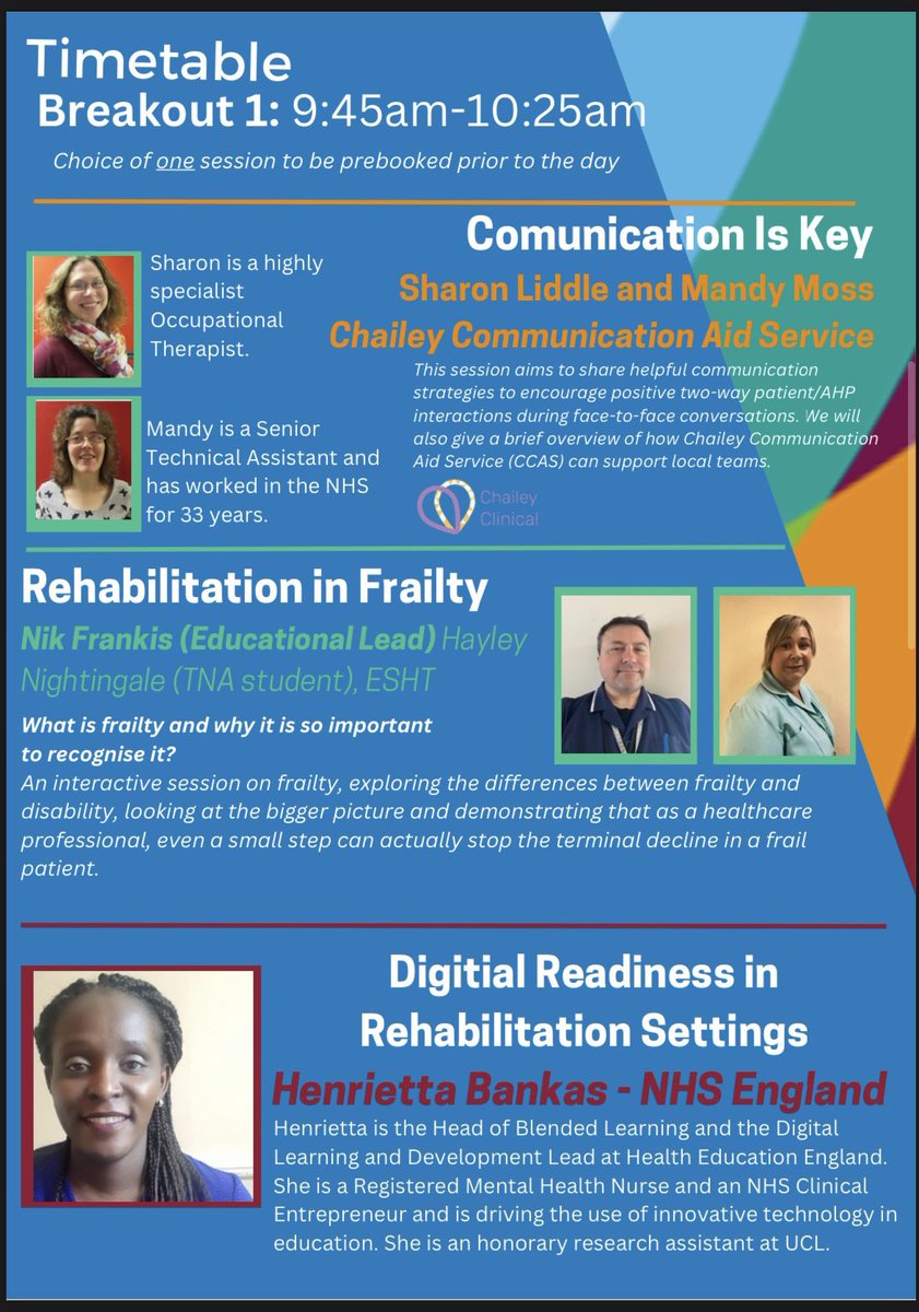 🌟 #personalisedcare And some great breakout sessions! #RehabMatters @chloeastewart1 @HebaJackson #ChaileyClinical @ESHT_AHPs #HenriettaBankas #CharlieRayner @scft_ahp #AlistairJack #JoPendlebury