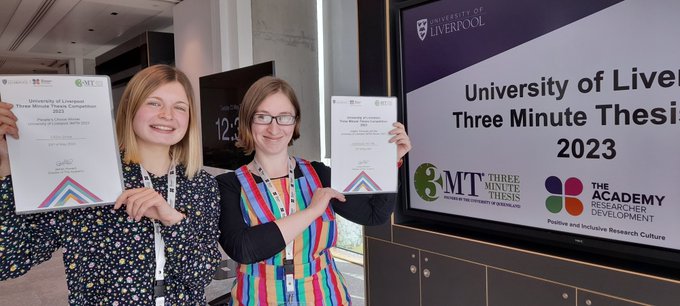 Fantastic presentations from all the finalists who competed in @livuni Three Minute Thesis Competition. Big congrats to #LivUni3MT winner @FR_McCully & People's Choice winner Chloe Gray 👉 bit.ly/3Wy7xrD