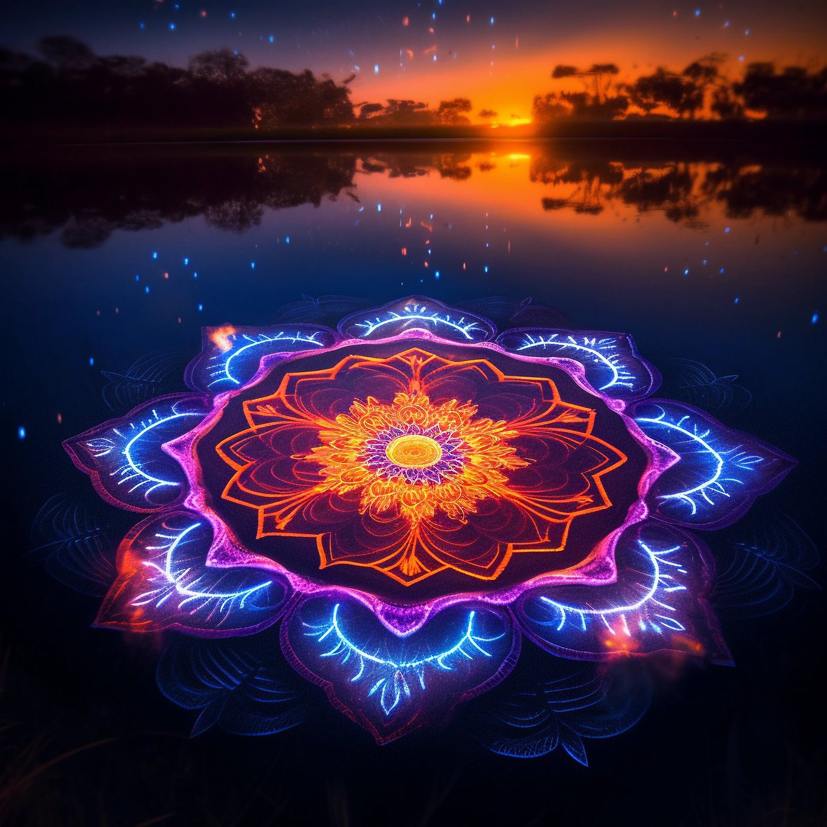 Thought how would fractals themed rangoli look on a water. Turns out, it does look great. - Upscaled with Bigjpg.com