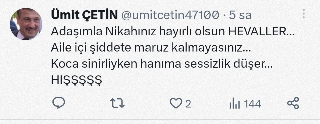 Nusaybin İlçe Milli Eğitim Müdürünün halkı kin ve düşmanlığa iten ve halkın bir kesimini aşağılayan cinsiyetçi paylaşımını kabul etmiyor ve kınıyoruz.<a href="/MilliEgitimBak/">MEB</a> <a href="/egitimsen/">Eğitim Sen</a> <a href="/nejlakurul/">Nejla Kurul</a> <a href="/herkesicinCHP/">CHP 🇹🇷</a> <a href="/kilicdarogluk/">Kemal Kılıçdaroğlu</a> <a href="/HDPgenelmerkezi/">DEM Parti</a> <a href="/KESK1995/">KESK</a> <a href="/umitozdag/">Ümit Özdağ</a>  <a href="/mithatsancarr/">Mithat Sancar</a>