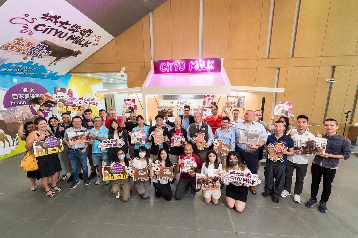 CityUHongKong's tweet photo. Milk produced by CityU Farm in Lam Tsuen, Tai Po is now available at the CityU Milk Product Counter. CityU Milk is produced by the only dairy herd in Hong Kong and is a tasty by-product of CityU Farm. https://t.co/gPHl1STZxh https://t.co/ErskAr4xZM