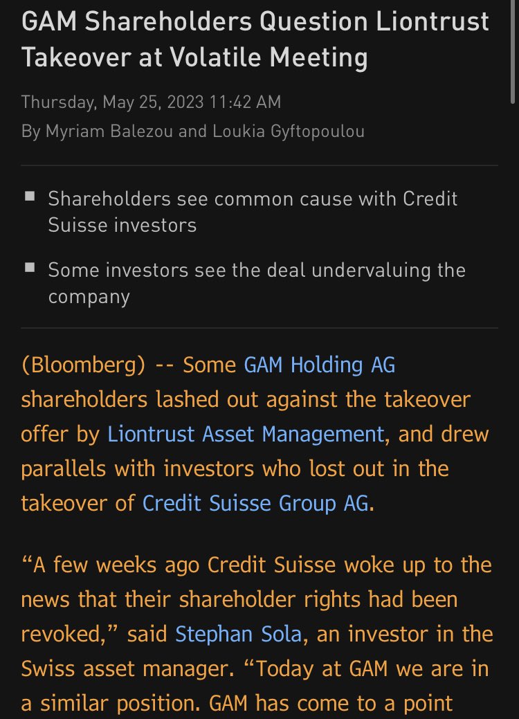 Loukia Gyftopoulou (@loukia_g) on Twitter photo GAM shareholders likened themselves to Credit Suisse backers in a heated AGM today, telling the board it wasn’t acting in their best interest. More <a href="/TheTerminal/">Bloomberg Terminal</a> with <a href="/myriamBalez/">Myriam Balezou</a> GAM shareholders likened themselves to Credit Suisse backers in a heated AGM today, telling the board it wasn’t acting in their best interest. More <a href="/TheTerminal/">Bloomberg Terminal</a> with <a href="/myriamBalez/">Myriam Balezou</a>