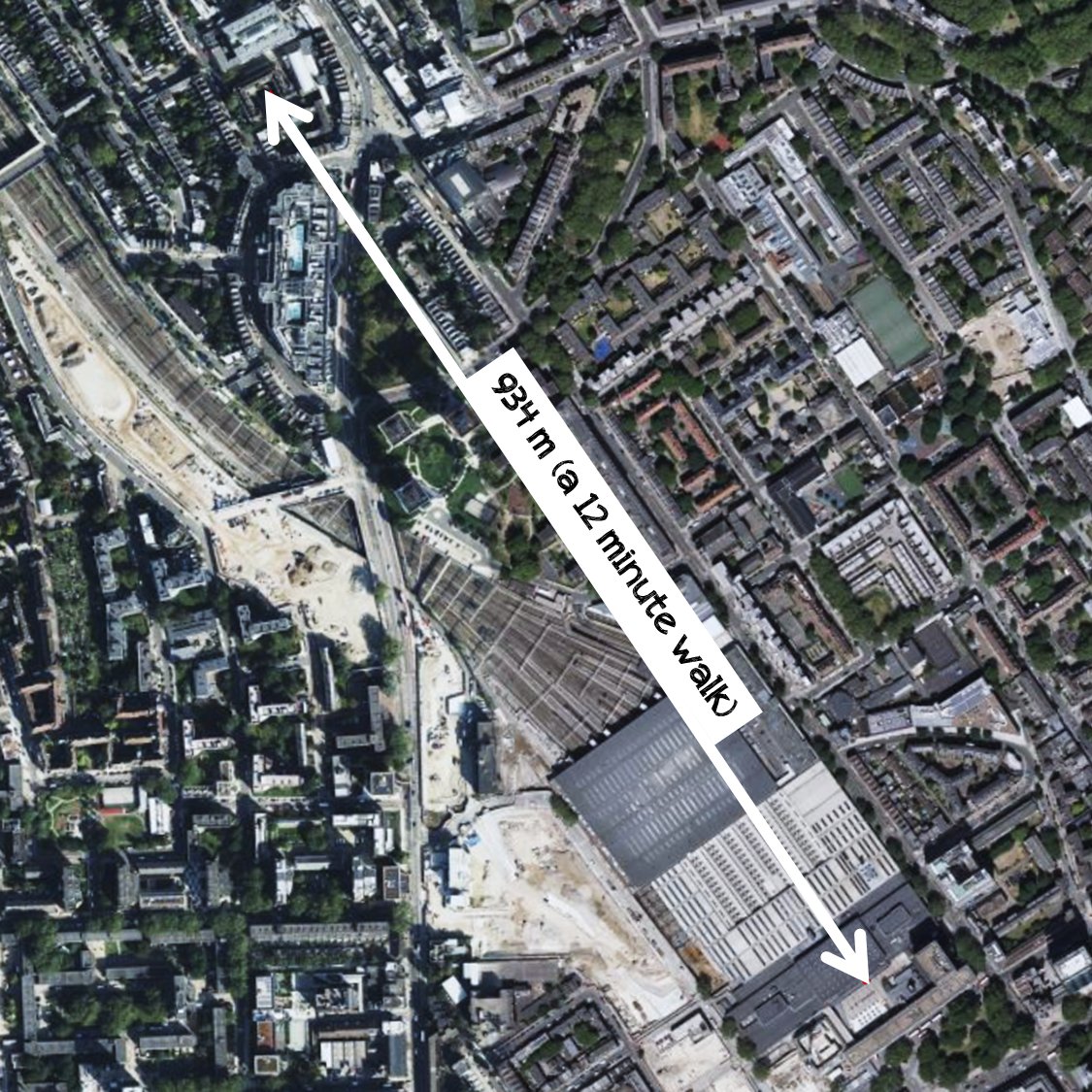 GarethDennis's tweet photo. If the £20bn cost of Crossrail is a straight line between London Euston and Manchester Piccadilly (259.5km), then £72M only gets you 934m of they way there... Landing you in Beatty Street, Camden. That's about a ten minute walk. https://t.co/66PCihgTLM