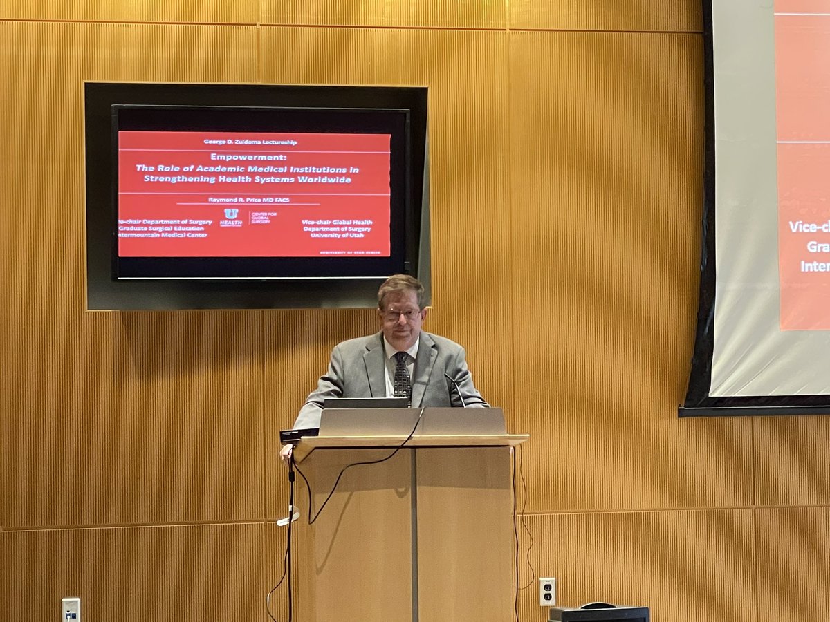 JosephSakran's tweet photo. Dr. Ray Price (AKA Mattβs Dad) giving The George Zuidema Lecture @HopkinsMedicine today discussing strengthening of Health Systems Worldwide. #HopkinsSurgery https://t.co/i5ZCXZUNOO