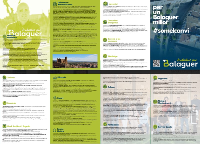 RadioBalaguer's tweet photo. El programa electoral de @TreballemB contempla 135 propostes basades en quatre eixos principals. Un d’ells és fer un Pla de neteja de la ciutat dotant la brigada de més mitjans i també fer un Pla de manteniment de la via pública i dels equipaments municipals. https://t.co/RT5N7KQ9wa