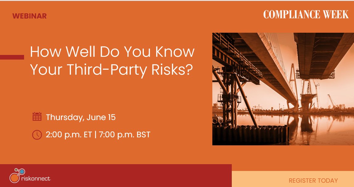 Are you ready to take on the risks that your third parties may be facing? 

Join us on June 15th for a webinar to discuss this topic: bit.ly/3BTR0oq

Featured speakers:
-Chris Joles, Planet Home Lending
-Quin Rodriguez, Riskonnect 

#ThirdPartyRisk #RiskManagement