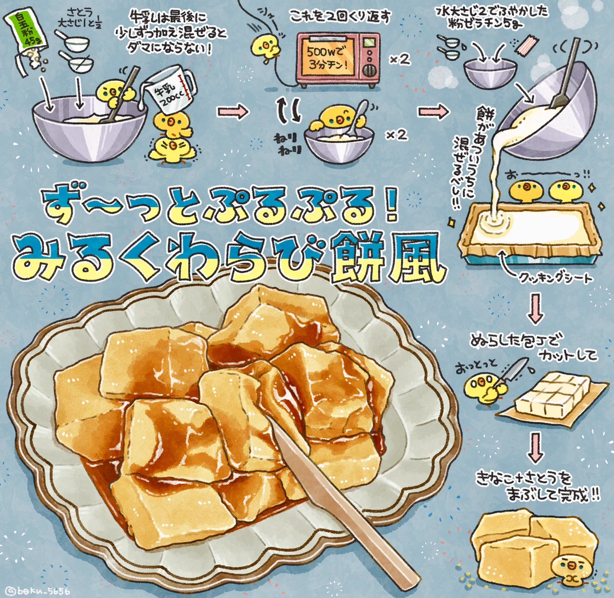 ようやくできました!長時間冷蔵庫に入れても、ず〜っとぷるぷるな「みるくわらび餅風」