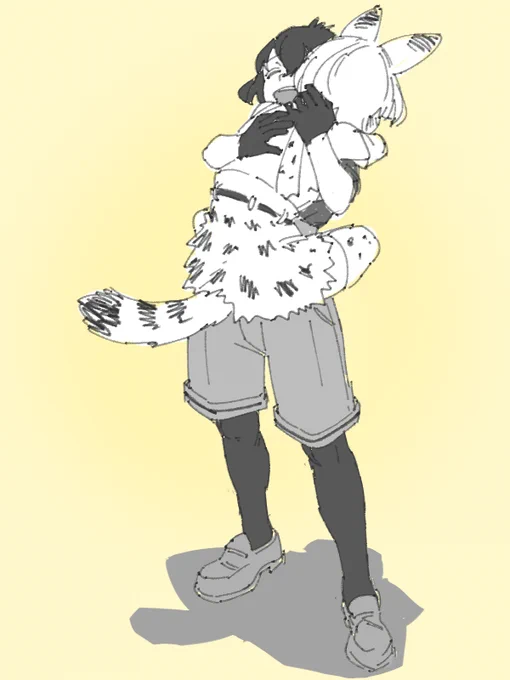 さーかば抱っこ 仕事前だから爆速で描いた #けものフレンズ