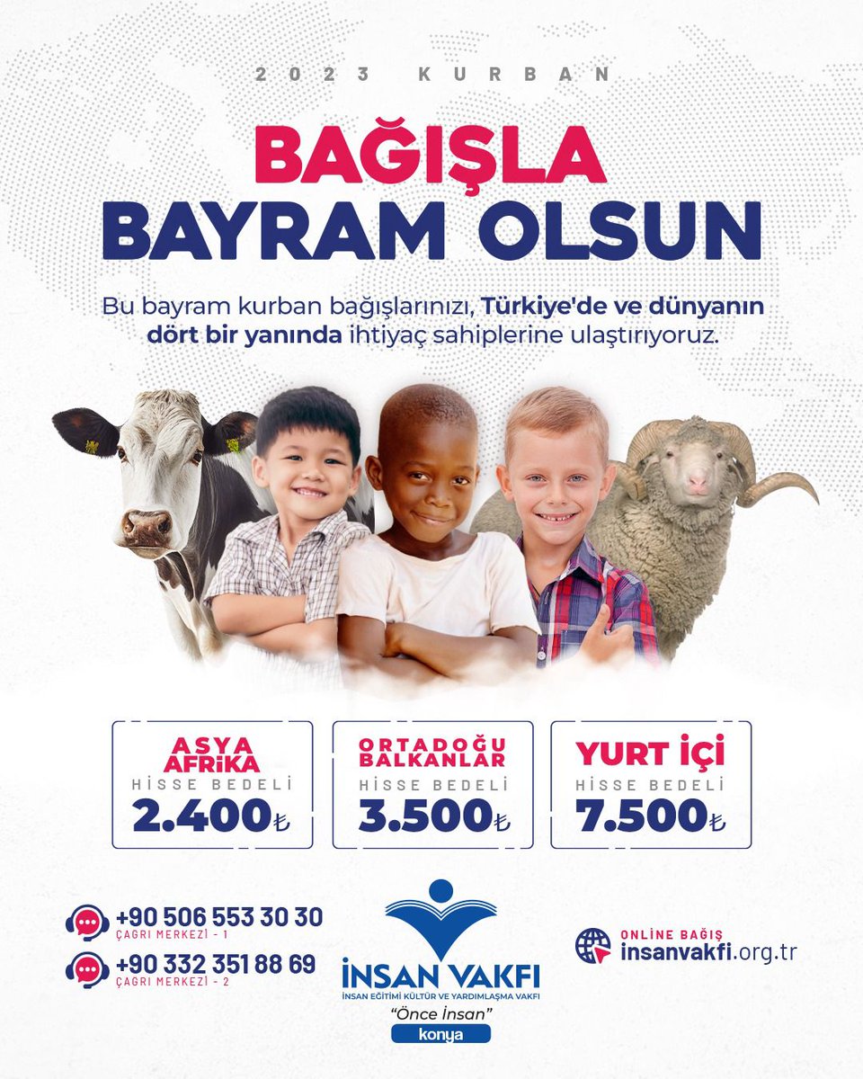 insanvakfikonya's tweet image. BAĞIŞLA BAYRAM OLSUN 🐑

Bu bayramda da kurban bağışlarınızı Türkiye'de ve dünyanın dört bir yanında ihtiyaç sahiplerine ulaştırıyoruz. 

1992 yılından bu yana  güvenle ve şeffaflıkla kurban emanetleriniz yüzbinlerce kardeşimize bayram oluyor.