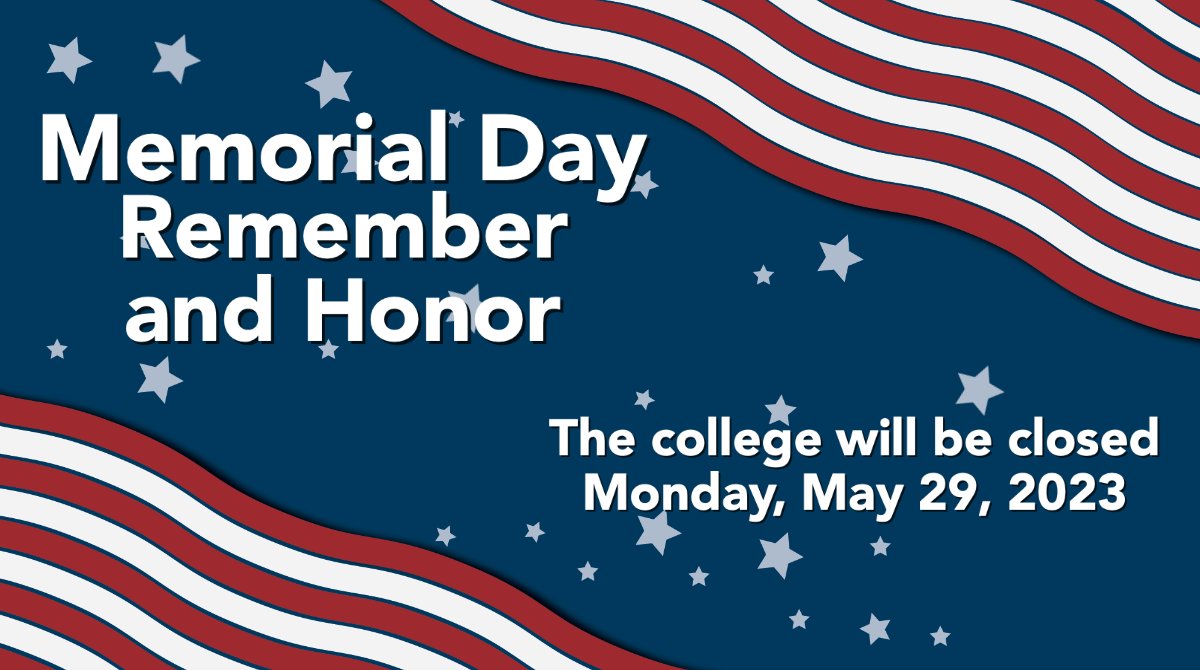 In observance of #MemorialDay, #WakeTech will be closed Monday, May 29.

For upcoming events and closures, visit: calendar.waketech.edu