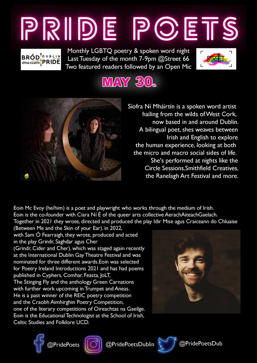 HouseofDapper's tweet photo. Join us @DublinPride next Tuesday from 7-9pm @st66dublin to hear Síofra Ní Mháirtín and @EoMcEv followed by open mic https://t.co/zwCWF4axi8