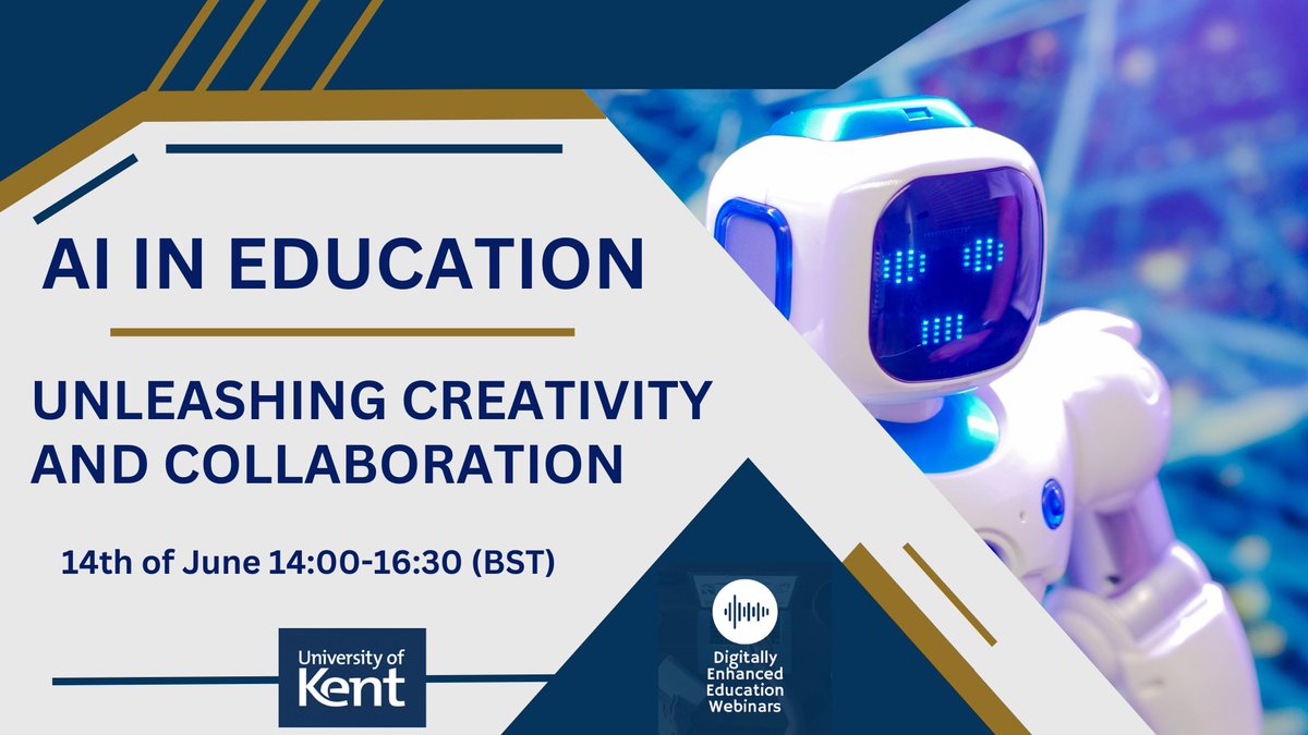 Join us on the 14th of June for our next #DigiEduWebinars, AI in Education: Unleashing Creativity and Collaboration.

kent.ac.uk/events/event/6…