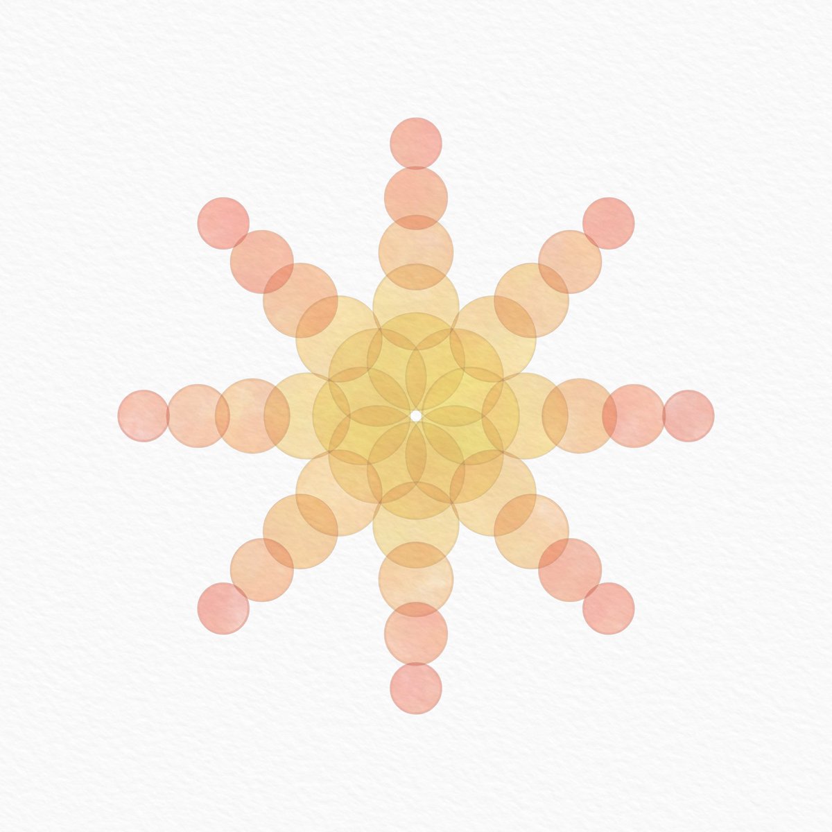 WheelladyM's tweet image. day 93 #100DaysOfCode . Went  with a star pattern today. Color and size depending on distance of the center #starpattern #p5js