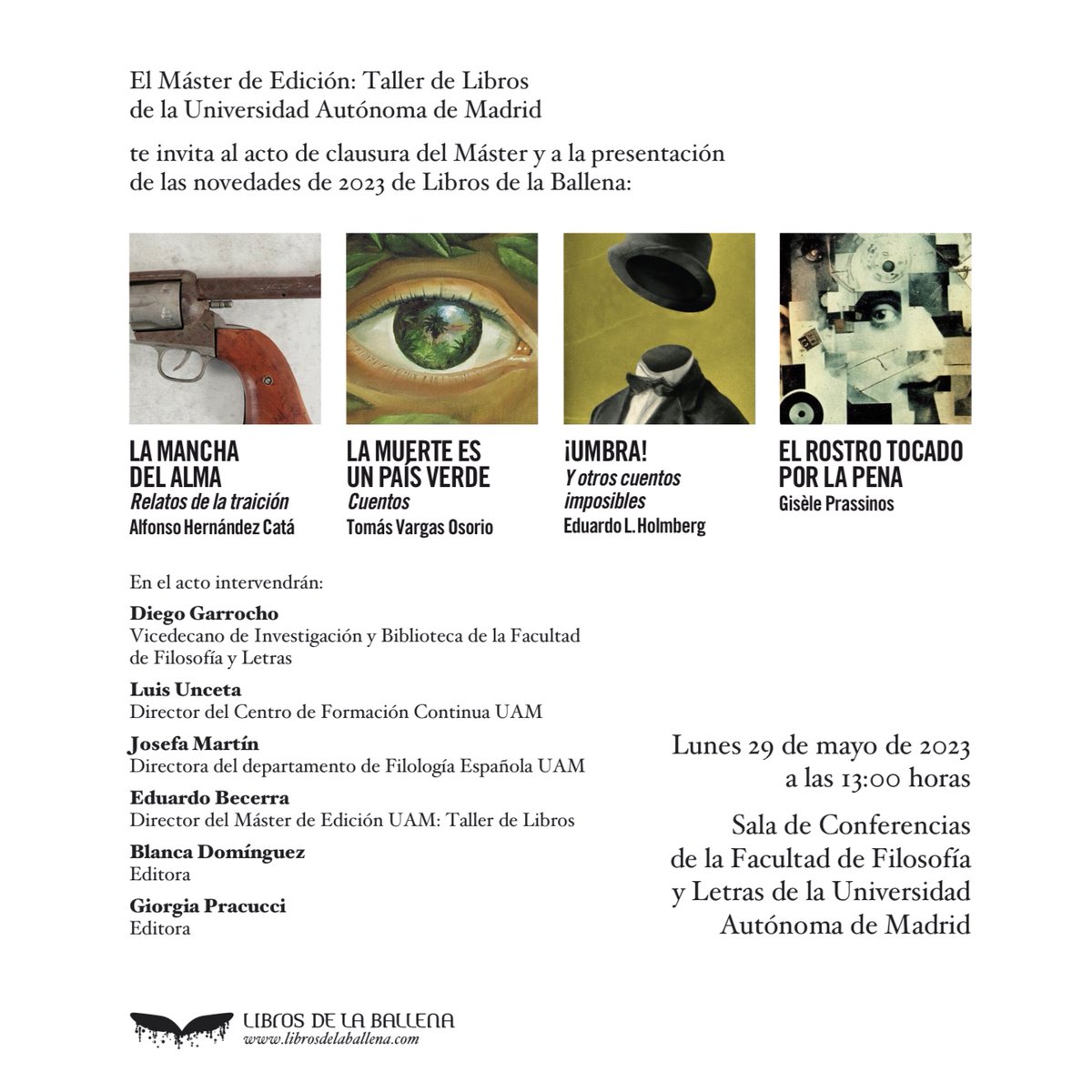 Nuestro Máster de Edición: Taller de Libros cierra el curso por todo lo alto:  

📍Sala de Conferencias de <a href="/FyL_UAM/">Filosofía y Letras | UAM</a> 
📍Pabellón Caixa Bank <a href="/FLMadrid/">Feria del Libro de Madrid</a>