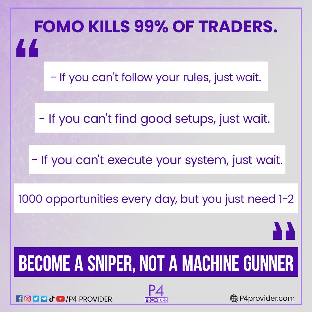P4Provider's tweet photo. Become a sniper, Not a machine gunner

#pforprovider #p4provider #cryptotrading 
 #trading #tradingsytem #tradingquotes #tradingtips #tradingemotions #tradingstrategy https://t.co/99bQWej6ig