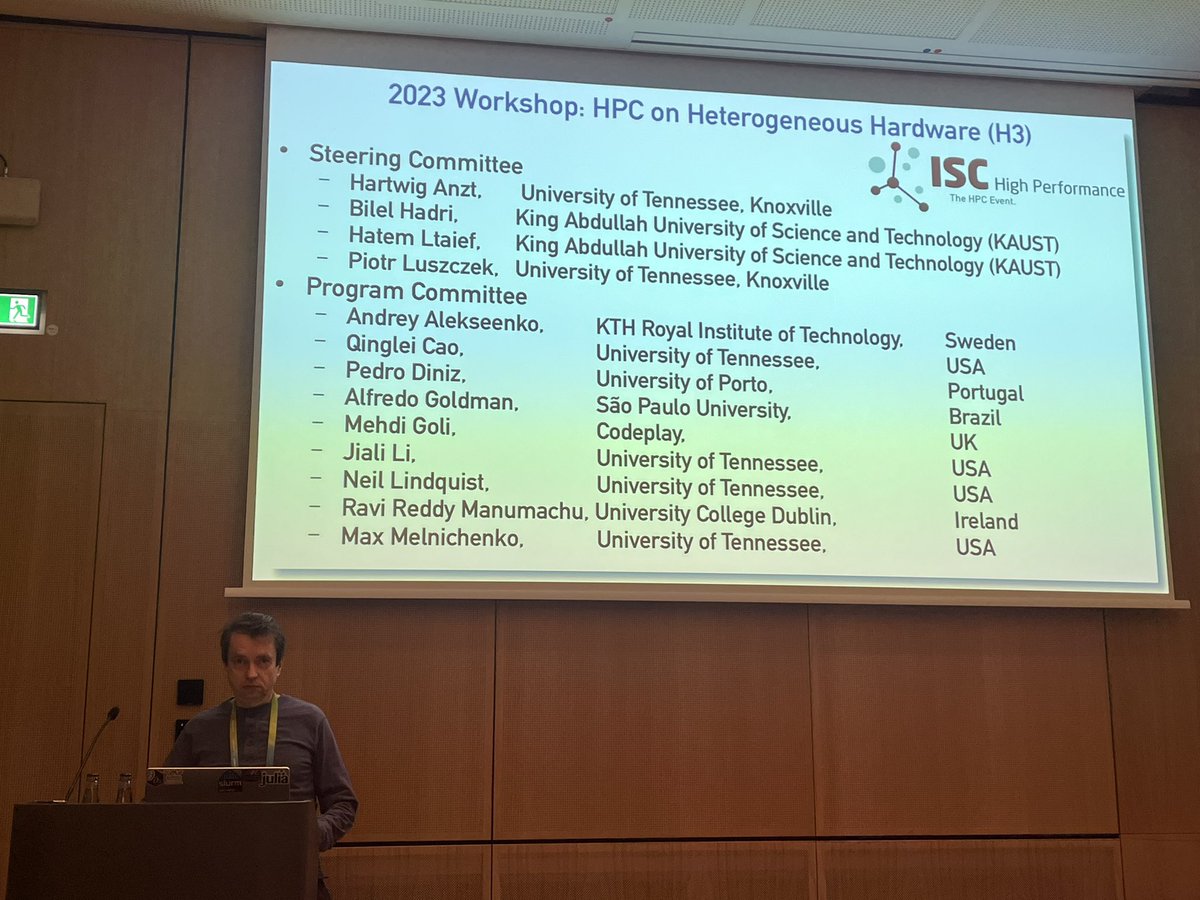 H^3 #ISC23 workshop starting now with Piotr Luszczek @luszczekhpc @ICL_UTK 

Hartwig @HartwigAnzt 
Hadri @mnoukhiya 
Hatem

You guessed it right 😂 

#HPC