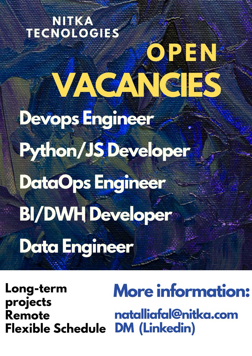 Fresh list of #vacancies from #NitkaTech #Nitkahiring #Jobs #recruiting #jobalert #twitme #jobpost #tech #techjobs #NAJ #WFH Свежий спиcок вакансий от Nitka Technologies #вакансия #работа
