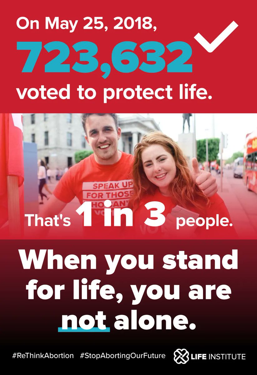 YouthDefence's tweet image. On May 25, 2018, about 1 in 3 people voted to keep the 8th amendment and protect the right to life from the moment of conception. 

Thank you to everyone who stood for life and have continued to stand for life. We will make Ireland a pro-life country again

#StopAbortingOutFuture