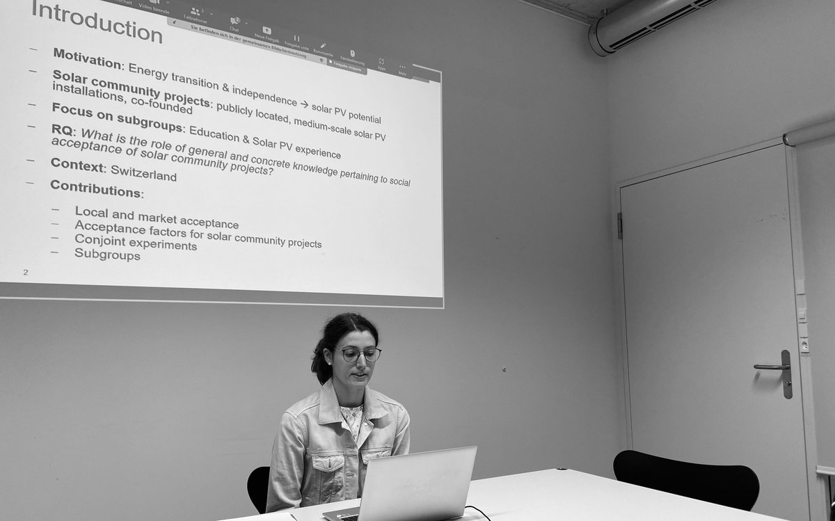 @na_hofstetter @M_Filsinger It is finally #IPWRS23-time again! @SophieRuprecht presented a paper on the influence of education and solar PV experience on social acceptance of solar community projects.