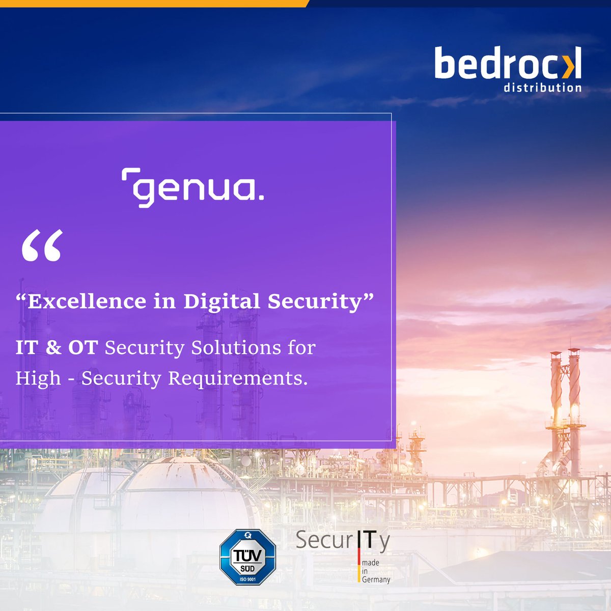bedrockae's tweet photo. At Genua, our unwavering commitment is to excel in the realm of digital security. As a leading advocate for digital transformation, we specialize in fortifying sensitive IT networks across diverse sectors.From public and enterprise domains to critical infrastructure organizations https://t.co/Vf0iKOmEeC