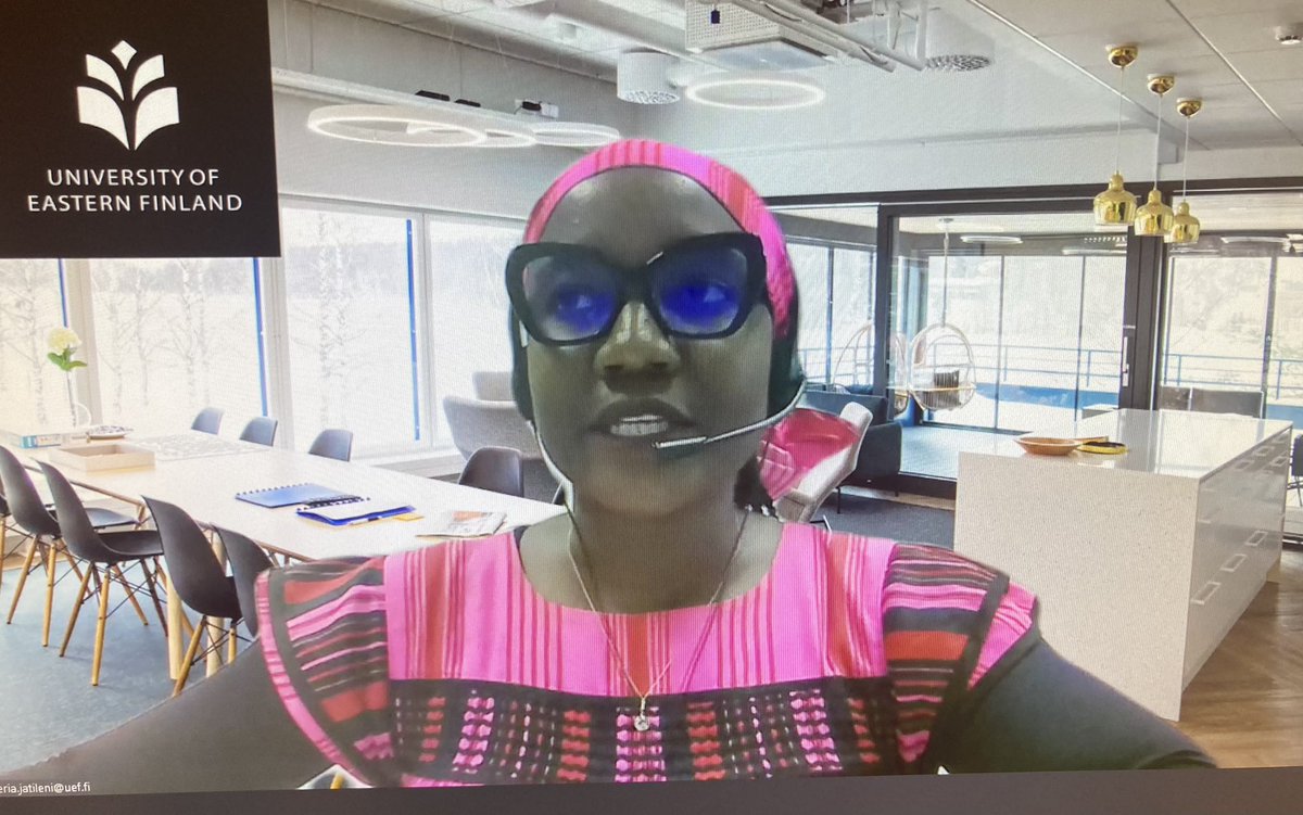 UEF_GlobalDev's tweet photo. Doctoral Reseachers Cloneria Jatileni and Annastasia Shipepe at @UniEastFinland shared their research on #education in #Namibia. @UefDigs @GINTL21 #SAFINET #FAPI #EDUCase 
#AfricaDayUEF https://t.co/iF1eJ4AWjU