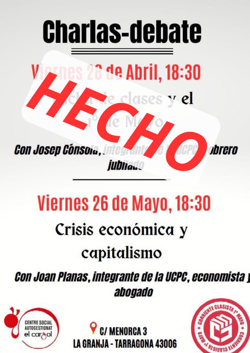 Os esperamos mañana a la próxima charla sobre #crisiseconómica y #capitalismo