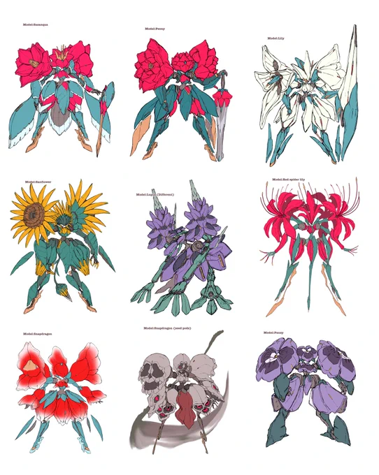 #1日でフォロワー何人増えるかチャレンジ  一次創作ロボットでも増やせるかなぁ〜?  お花をモチーフにしたロボットを描いているよ