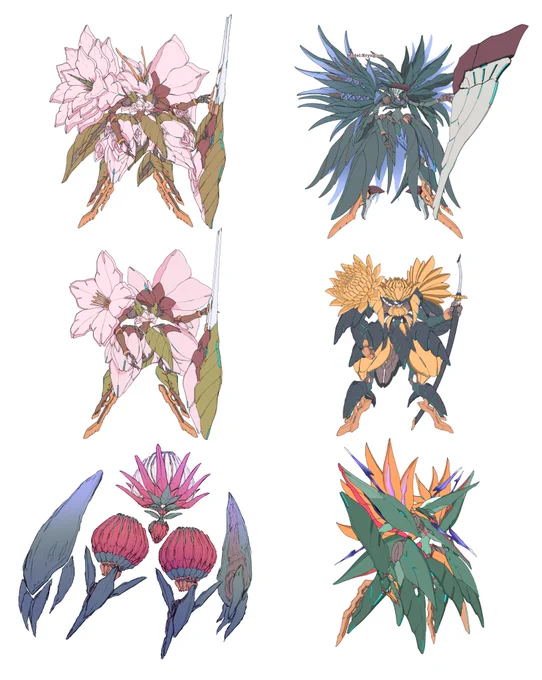 #1日でフォロワー何人増えるかチャレンジ  一次創作ロボットでも増やせるかなぁ〜?  お花をモチーフにしたロボットを描いているよ