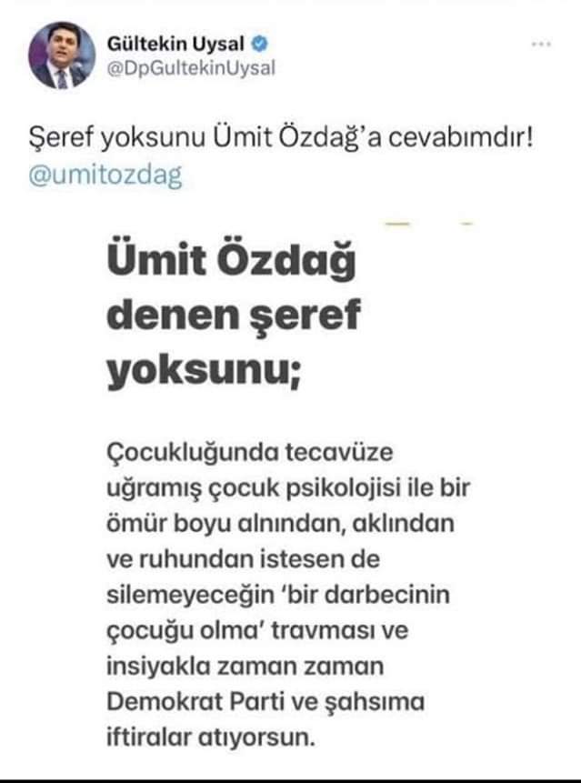 Bu tweti atan daha sonra silen birisi ile aynı masada olmak. Bunların nasıl midesi var inanamıyorum. Bu hale rağmen bunlar bir ortak noktada buluşturan şeyi gerçekten çok merak ediyorum.
@06melihgokcek
@reisci_yigido
@YurddasTatl
@abdurrahman_sng
@58Turkuaz58
@Murat58_Rte
@0arev