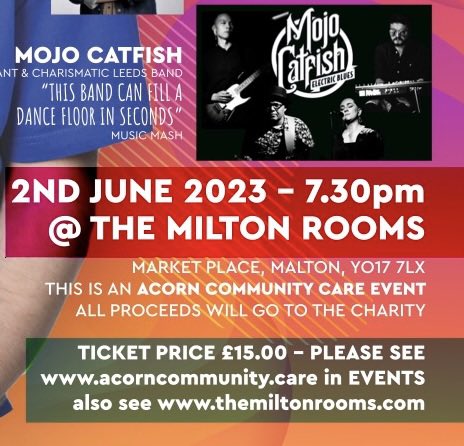 Two back to back gigs in York. On 1 June we play at The Three Tuns, York and on 2 June we play a fundraiser in Malton for Acorn Community Centre.