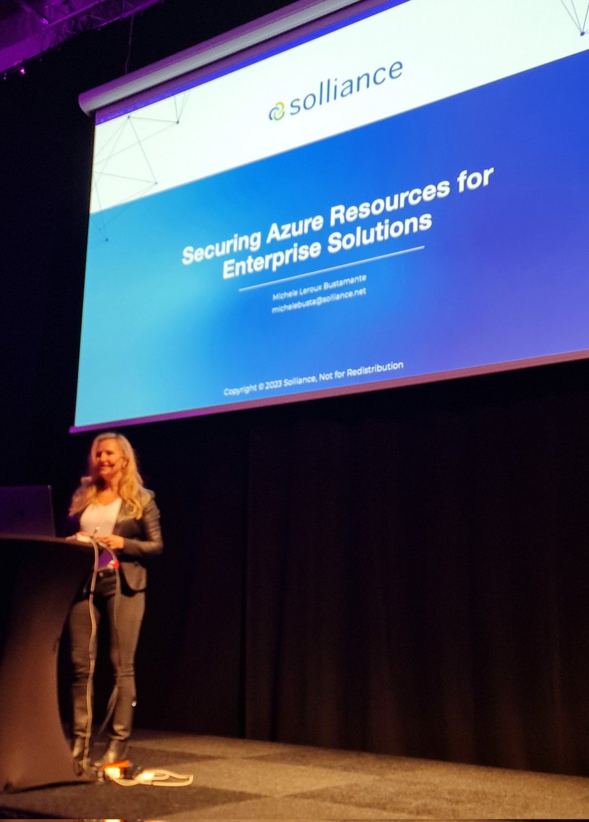 Time to listen to @michelebusta talk about 'Securing #azure Resources for Enterprise Solutions' She is always super to learn from! #mvpbuzz #rdbuzz @solliancenet @DevSum_swe #devsum