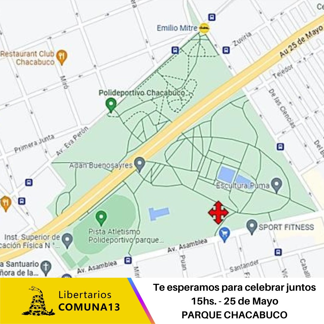 Comuna13caba's tweet photo. 25 de Mayo / 15hs.  / Parque Chacabuco! Te esperamos
Hoy 25 de Mayo a las 15hs en Parque Chacabuco los esperamos!
#bastadesocialismo
#bastadepobrismo
#25demayo #25demayo🇦🇷 
@LibertarioCABA 
@libertarios
@nicolasemmaok
#caba2023 @PabloPesce5   @libertarioscomuna3 https://t.co/F5JYeJF9FD