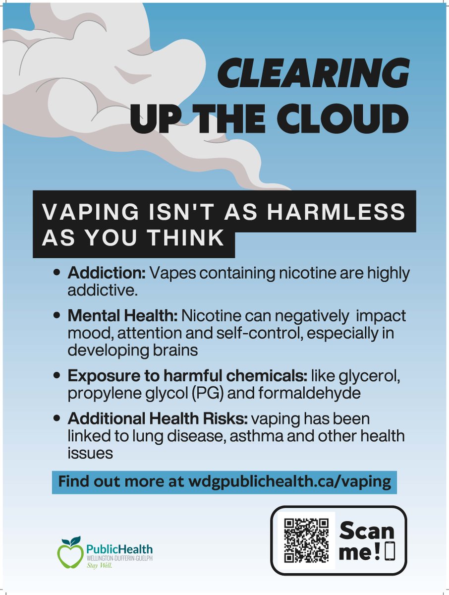 Vaping isn't as harmless as you think. Visit wdgpublichealth.ca/vaping for helpful resources and support with quitting. <a href="/WDGPublicHealth/">WDG Public Health</a> 
#quitvaping