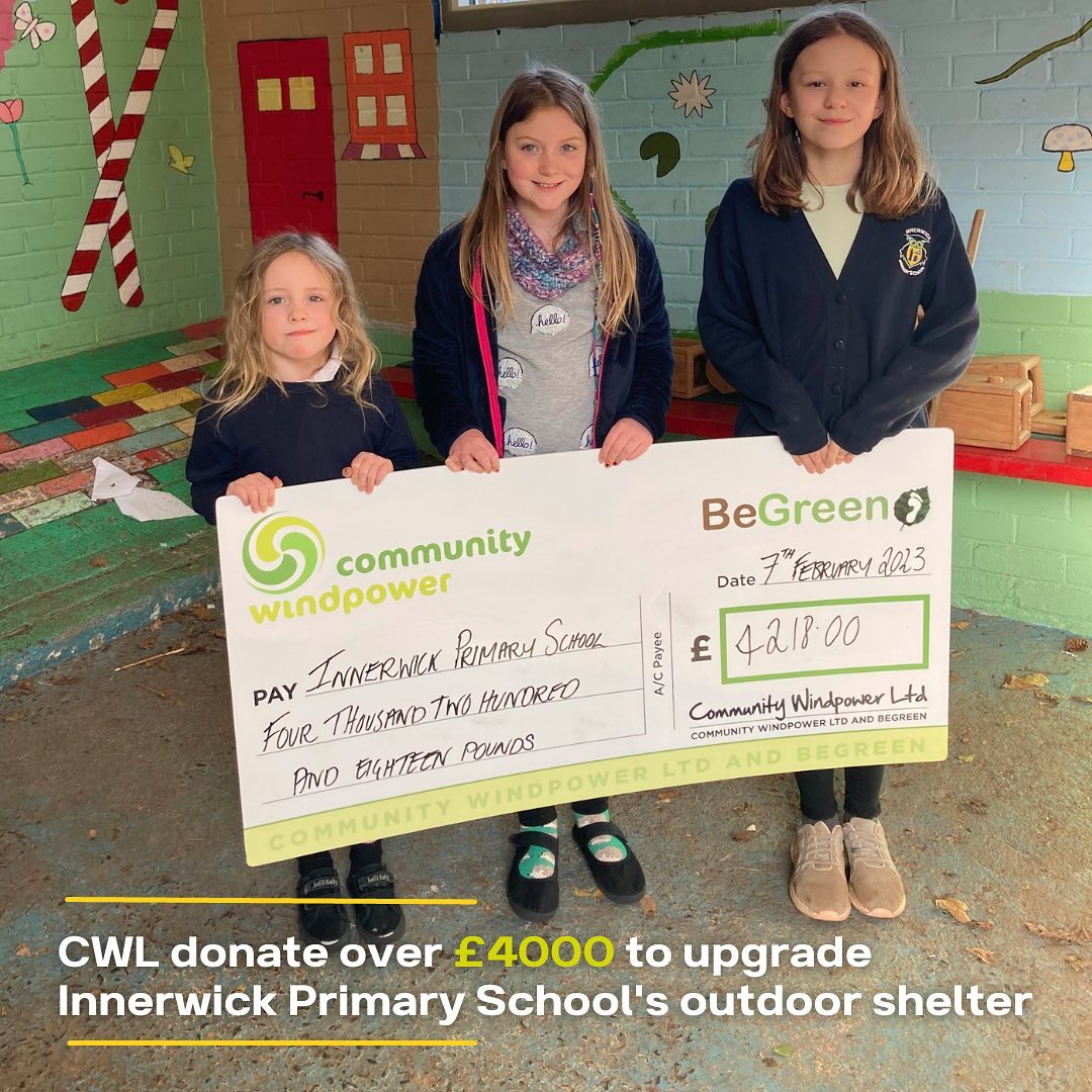 CWL donates £4,000 to transform Innerwick Primary’s outdoor shelter! 🏫

Find our more here: 

begreencentres.co.uk/dunbar/news/

#communityfunding #communitybenefits #renovation #greenenergy #renewableenergy #school #innerwick #outdoorlearning #onshorewind #windenergy