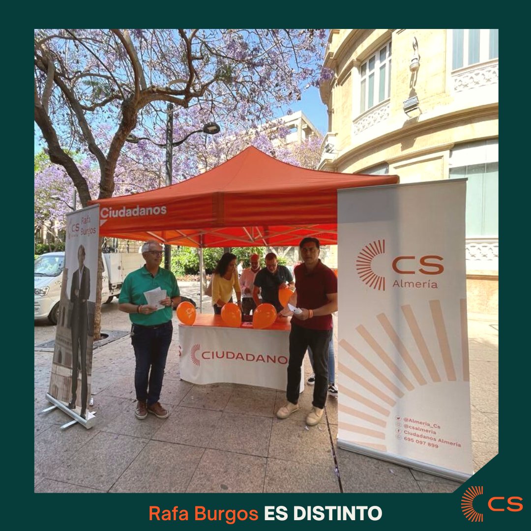 elburgosV's tweet photo. 🟠 Mis compañeros de @Almeria_Cs han desplegado su energía y entusiasmo en la Plaza del Educador.

En este emocionante sprint final, estamos dedicados a hacer todo lo posible para llegar a cada rincón y transmitir nuestro mensaje de cambio y progreso. 💪🏼🗳️

#rafaburgosesdistinto https://t.co/HXONHemKbO