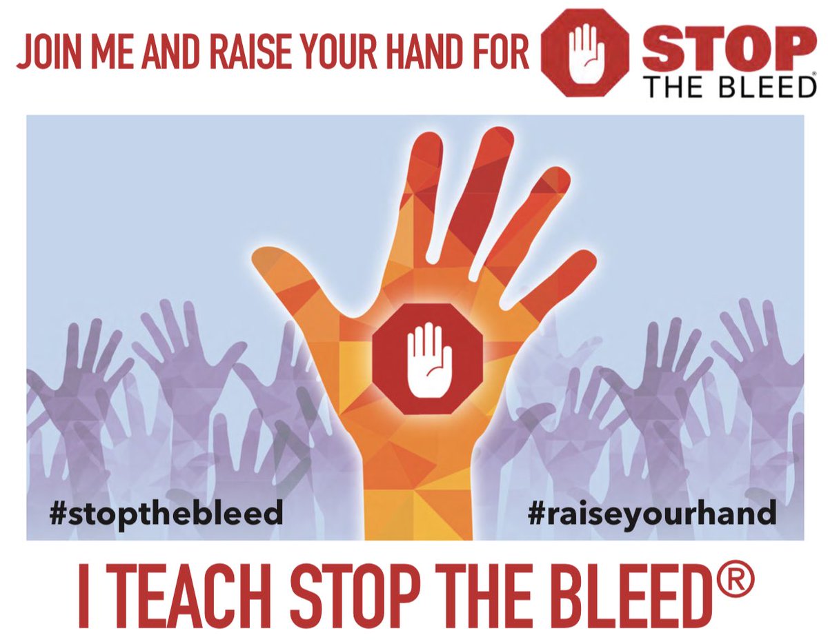 Today is Stop the Bleed Day! This is a great course for everyone. I equate it to the “CPR class for trauma”. Get trained today at  stopthebleed.org/training/ and find a skills course to complete your training. 

#stopthebleed #raiseyourhand